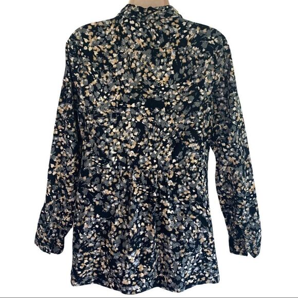 J Jill Corduroy watercolour floral button down top - Picture 5 of 8